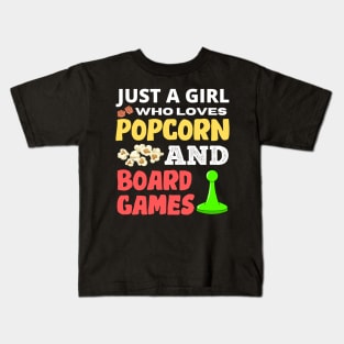 Just A Girl Who Loves Popcorn And Board Games Kids T-Shirt